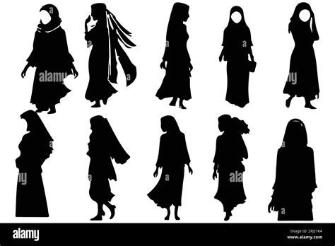 Muslim Woman In Hijab Fashion Silhouette Vector Stock Vector Image