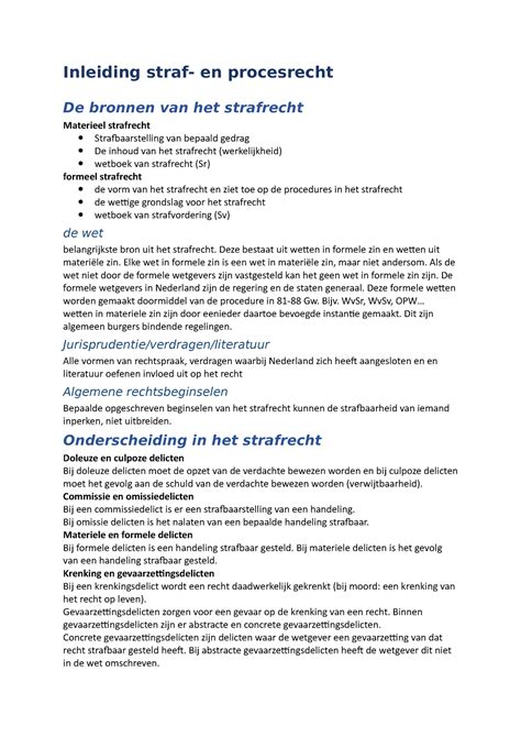 Inleiding Straf En Strafprocesrecht Inleiding Straf En Procesrecht