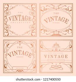 Vintage Rose Gold Art Nouveau Badge Stock Vector Royalty Free