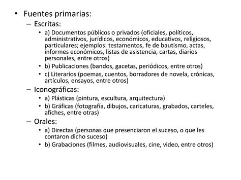 Fuentes históricas Primarias y Secundarias pptx