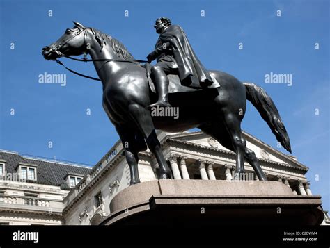 Statue Of Duke Of Wellington In Front Of Bank Of England City Of