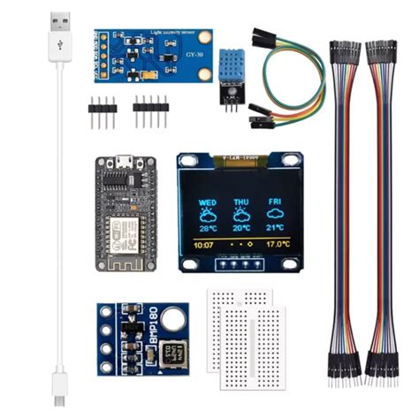 ESP8266 WEATHER STATION Kit Temperature Humidity LCD Display Component ...