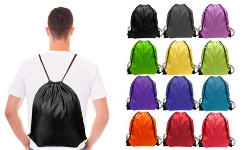Drawstring Backpack Zippered Pocket Sport Gym Waterproof Cinch Sack ...