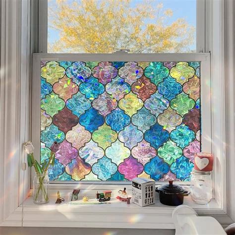 Fancy-Fix Colorful glass privacy window film, 3D privacy decorative