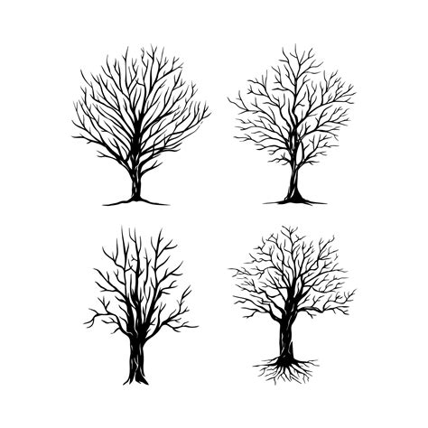 tree with dry branches vector silhouette set 14468297 Vector Art at ...