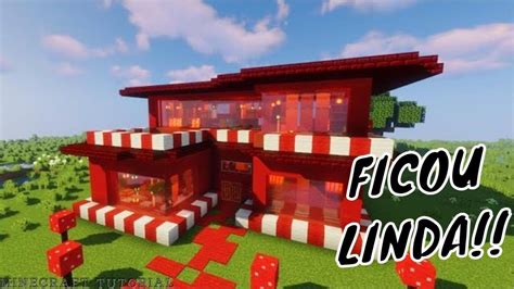 Construindo Uma Casa Vermelha No Minecraft Casas Vermelhas Minecraft