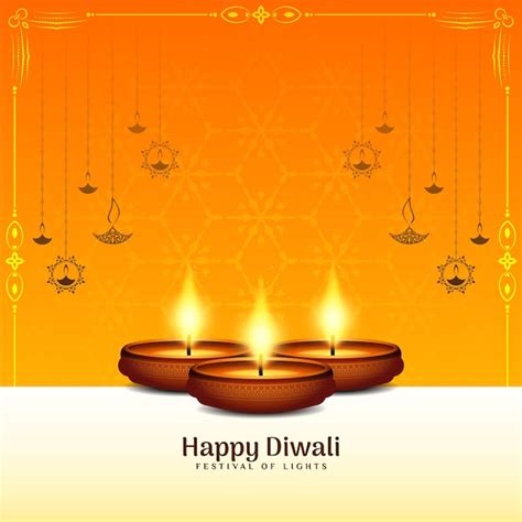 Free Vector Happy Diwali Festival Stylish Bright Yellow Background