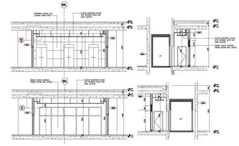 Elevator plan and section detail dwg file - Cadbull