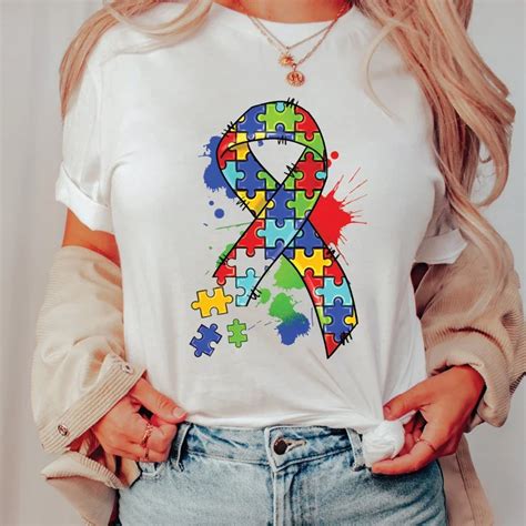 Camisa De Conscientiza O Do Autismo Roupas Femininas Unissex Camisetas