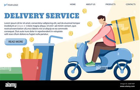 Vector Illustration Banner Template For Delivery Service In A Flat