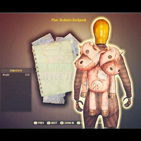 Brahmin Backpack Plan Fallout 76 Game Items Gameflip