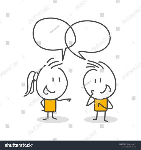 Stick Figures People Speech Bubbles Cartoon Stock Vector Royalty Free