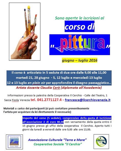 Cooperativa Il Cerchio GIUGNO LUGLIO 2016 Corso Di Pittura