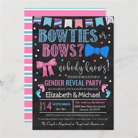 Bowties Or Bows Gender Reveal Invitation Zazzle In Gender