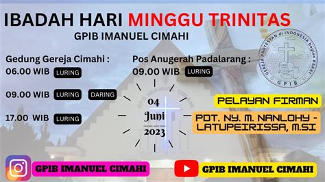 Ibadah Minggu Trinitas 04 Juni 2023 Pdt Ny M Nanlohy