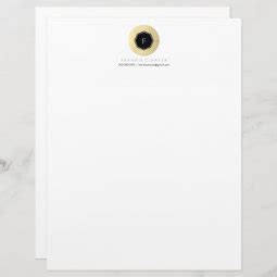 Modern Geo Octagon Monogram Bold Spot Gold Foil Letterhead Zazzle