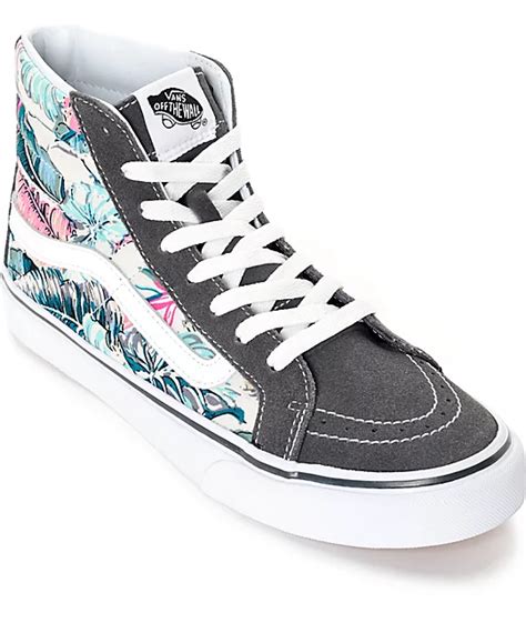 Vans Sk8 Hi Slim Tropical Grey Shoes | Zumiez