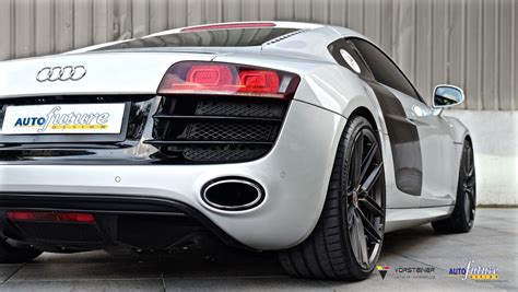 Audi R8 V10 Silver With Vorsteiner V FF 112 Aftermarket Wheels Wheel