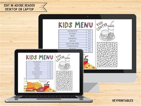 Editable Kids Menu Design, Template Design, Menus, Kids Activity Menu ...