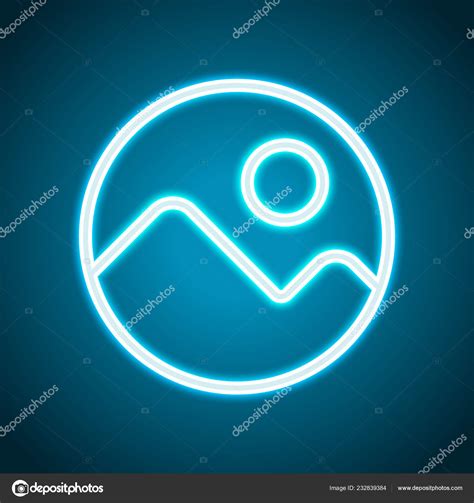 Simple Picture Icon Linear Symbol Thin Outline Neon Style Light Stock