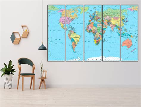 World Map Wall Art Map of the World Wall Decor World Map Canvas Print ...