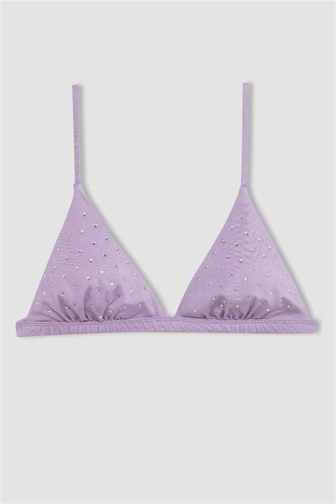 Purple Woman Afra X Defacto Fall In Love Regular Fit Bikini Top Defacto