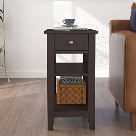 Choochoo Side Table Living Room Narrow End Table With Drawer And Shelf