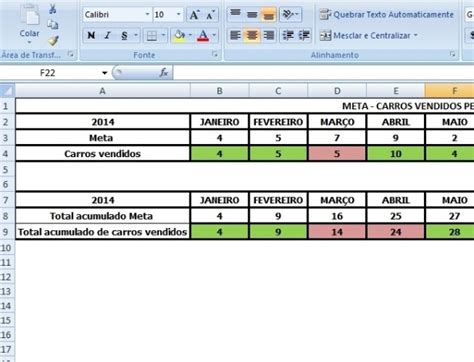 Excel Planilha De Metas Faz Somas E Pinta Células De Acordo Com