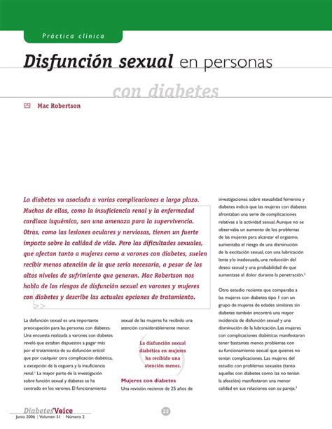 Disfunción Sexual En Personas Con Diabetes