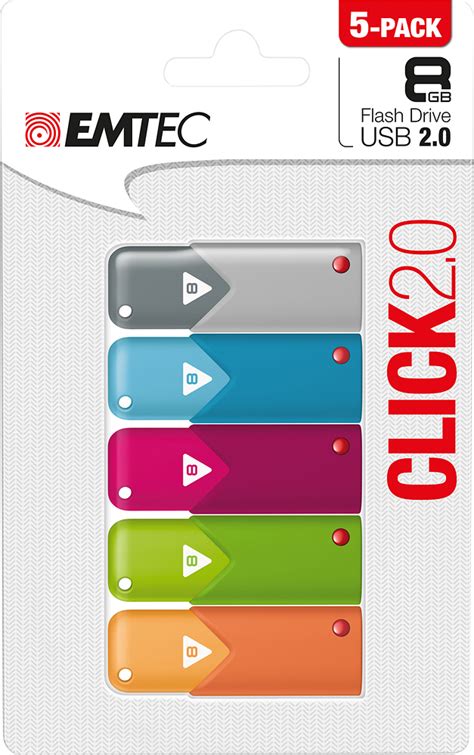 Best Buy EMTEC Click 8GB USB 2 0 Type A Flash Drives 5 Pack Pink