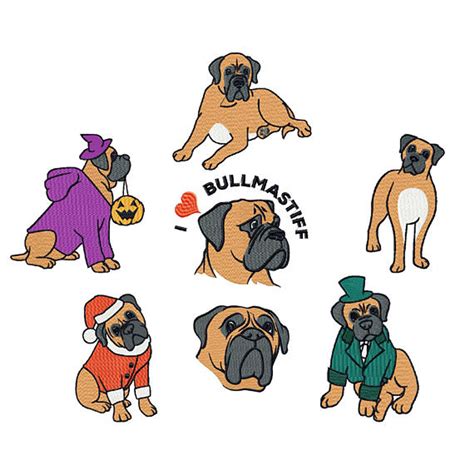 Machine Embroidery Designs Bullmastiff Collection Of 7