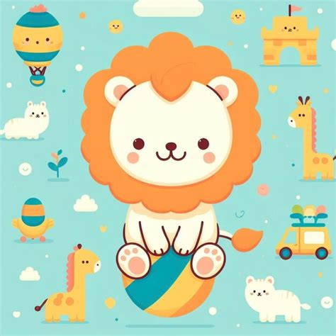 Premium Photo | Lion background desktop wallpaper cute vector