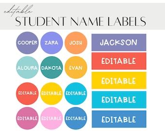 Student Name Labels Editable Classroom Decor - Etsy