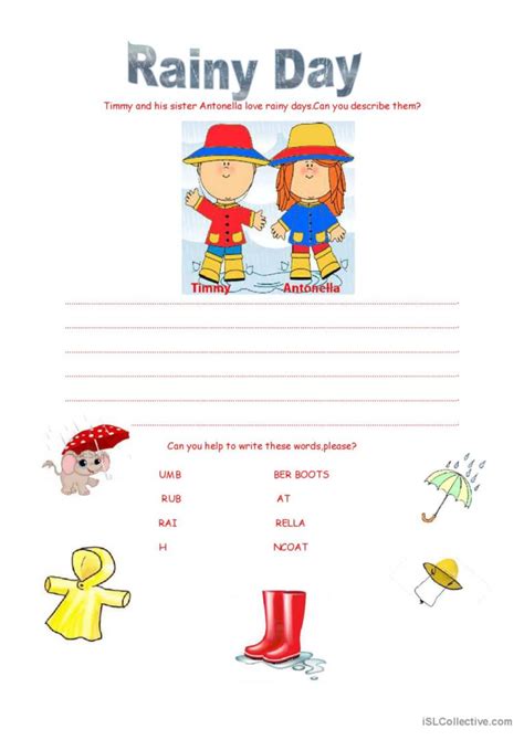 Rainy Day Discussion Starters Spea English ESL Worksheets Pdf Doc