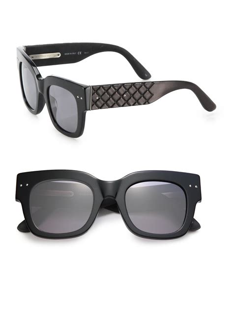 Lyst Bottega Veneta 49mm Soft Rectangular Leather Sunglasses In Black