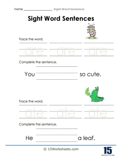 Sight Word Sentences Worksheets 15 Worksheets Library