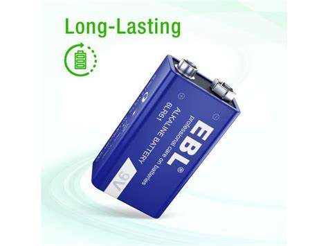 EBL 4 Pcs 9V 6LR61 Battery 9 Volt Alkaline Batteries Ultra Long Lasting