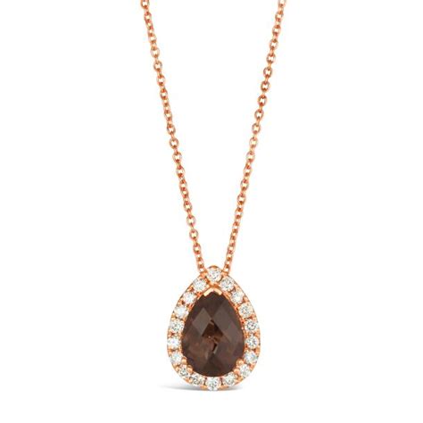 Le Vian Chocolate Quartz And Ctw Nude Diamonds K Strawberry Gold Pendant Necklace