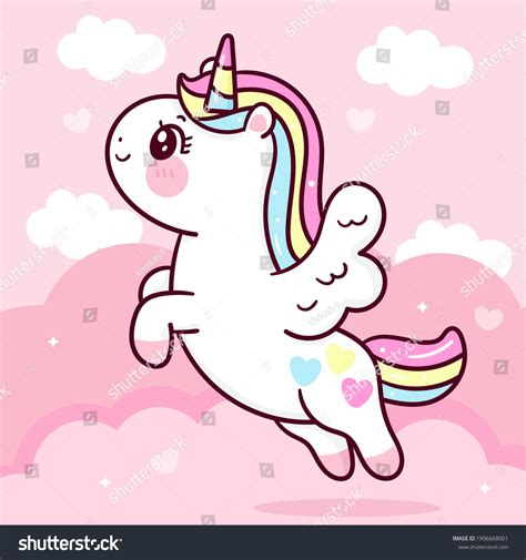 Cute Unicorn Pegasus Vector Fly On เวกเตอรสตอก ปลอดคาลขสทธ