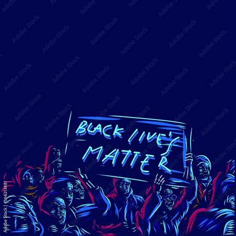 Black Lives Matter Line Pop Art Potrait Logo Colorful Design With Dark