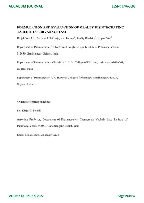 PDF FORMULATION AND EVALUATION OF ORALLY DISINTEGRATING TABLETS OF