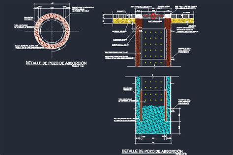 Pozo De Absorci N Detalles En Autocad Descarga En Dwg