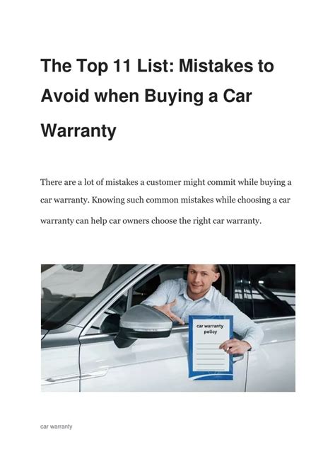 PPT The Top 11 List Mistakes To Avoid When Buying A Car Warranty