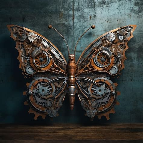 Premium Ai Image A Butterfly Made Of Metal With Gears On It