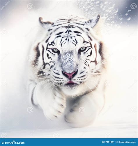 White Siberian Tiger Running