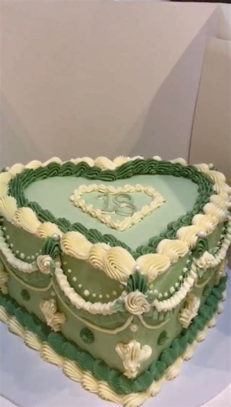 Green Heart Shaped Birthday Cake