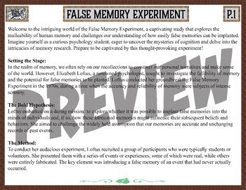 Experiments in Psychology Series: False Memory Experiment by M Teaching ...