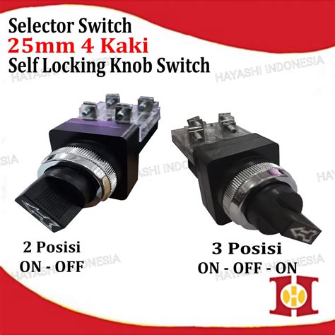 Jual Selector Switch 25mm 2 3 Posisi 1 2 NO NC 2 4 Kaki On Off On