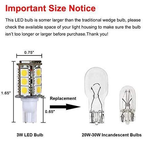 T5 T10 Wedge Base Led Light Bulb High Brightness 12vacdc 3watt