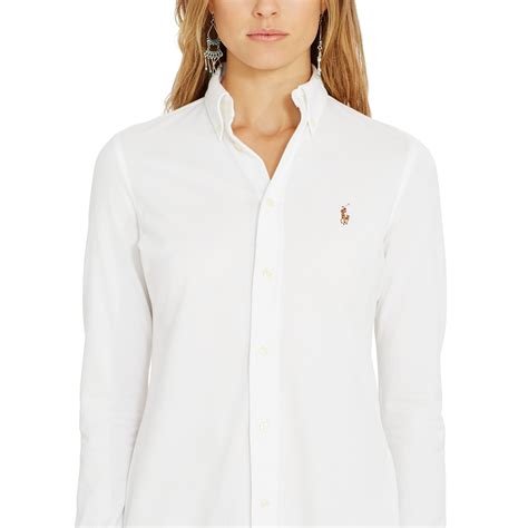 Polo Ralph Lauren Cotton Knit Oxford Shirtdress In White Lyst